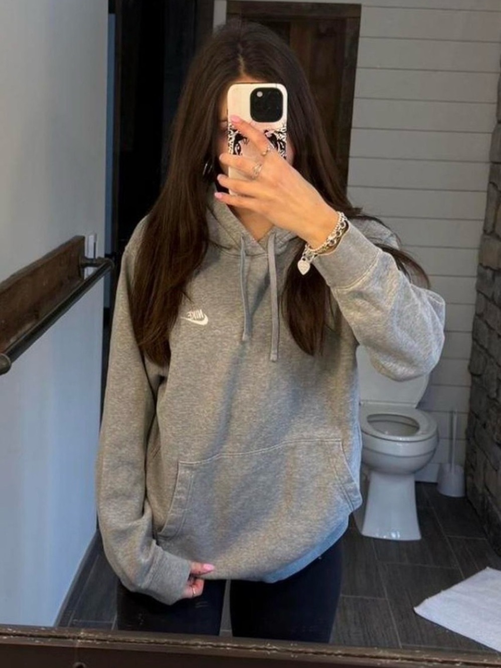 Nike Women's Gray Logo Hoodie Sweatshirt